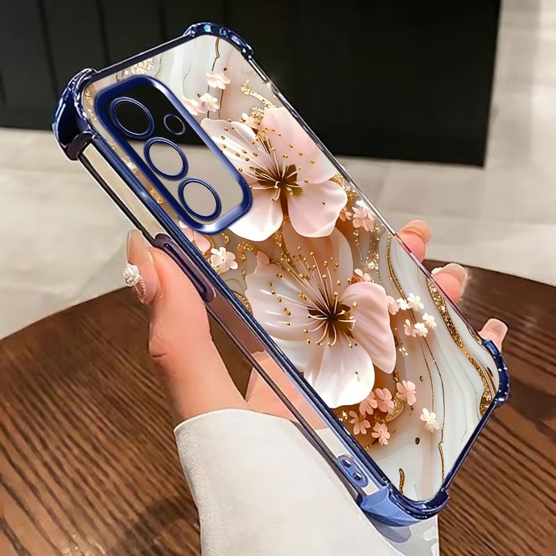 Phone Cases Samsung S25 Fe - Capa de Telefone Transparente com Flores