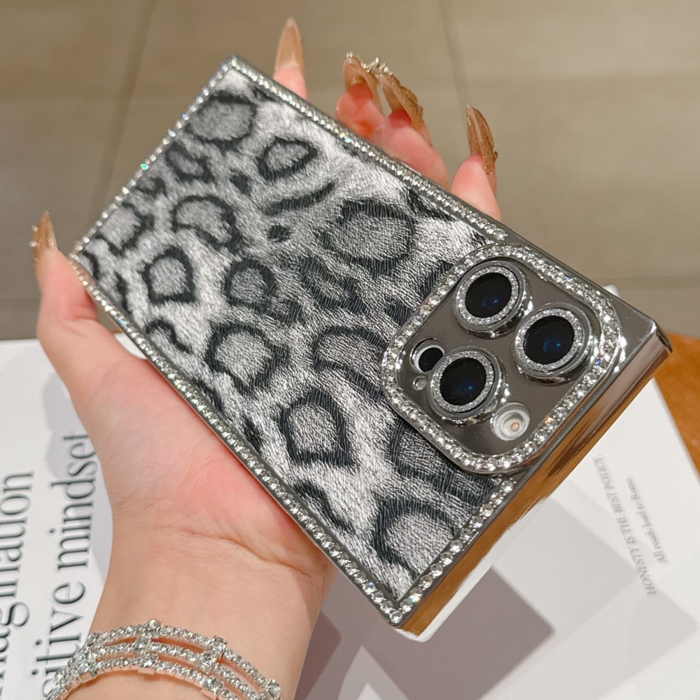Luxury Plating Case - Luxo diamante leopardo impressão padrão caso
