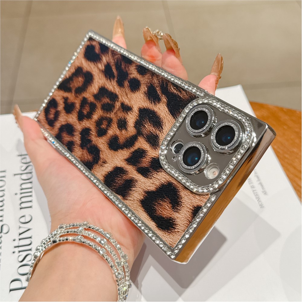 Luxo diamante leopardo impress - Luxury Plating Case avaliação e preço